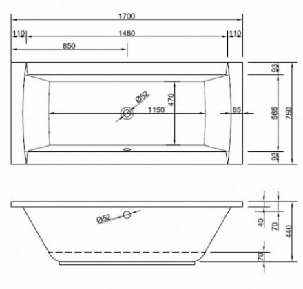 Badewanne Modell Crown 170