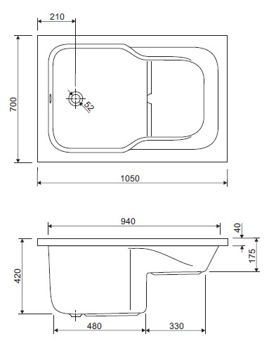 Sitzbadewanne Modell Dobra 105