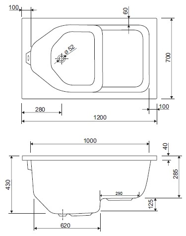 Sitzbadewanne Modell Dobra 120