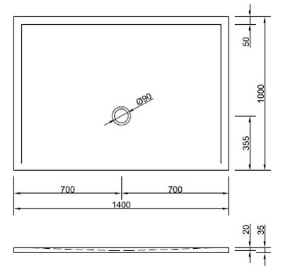 Duschwanne Flat New 140 x 100