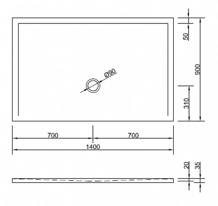 Duschwanne Flat New 140 x 90