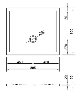 Duschwanne Flat New 90 x 80