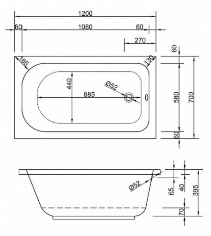 Badewanne Modell Korana 120/70