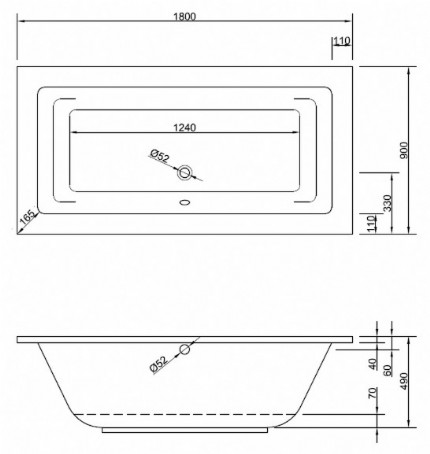 Badewanne Modell Lupor 180/90