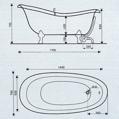 Badewanne Modell Rectime 170